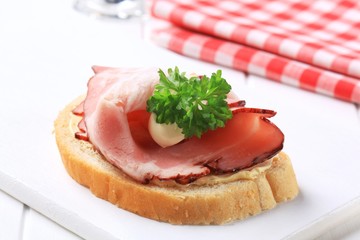 Bacon open faced sandwich