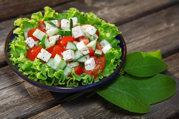 fresh salad with tomato and cucumber. green salad