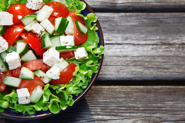 fresh salad with tomato and cucumber..