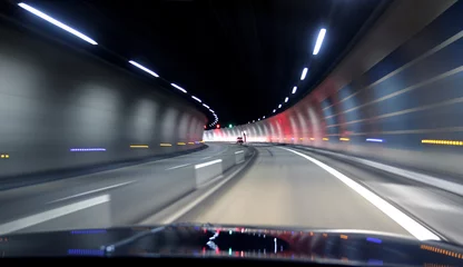 Keuken foto achterwand Snelle auto front of the car in the tunnel