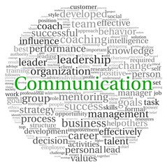 Communication concept in word tag cloud