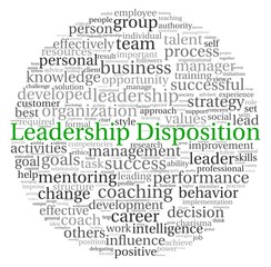 Leadership Disposition concept in word tag cloud