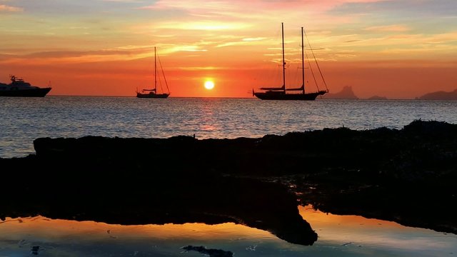 beautiful sunset in balearic islands mediterranean sea