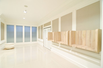 Gallery Interior with empty frames on wall