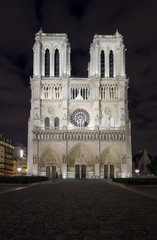 Panele Szklane  nocna scena katedry Notre Dame, Paryż Francja