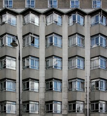 Rows of windows in a concrete building