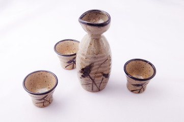 Traditional Japanese Wine Bottle and Cups