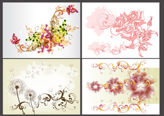 Floral  backgrounds design vector set
