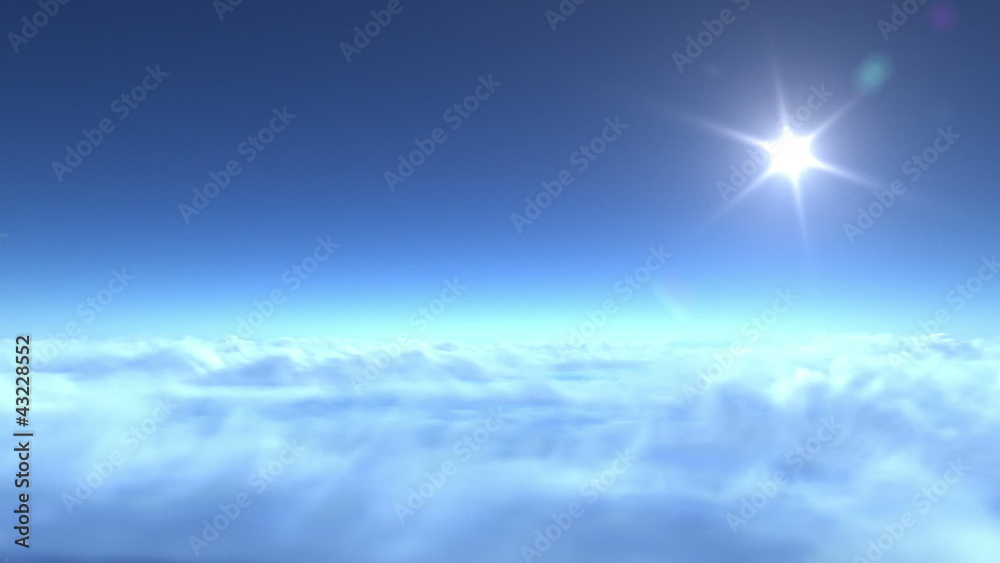 Wall mural flight over clouds, loop-able 3d animation