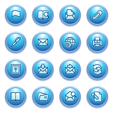 E-mail icons on blue buttons.
