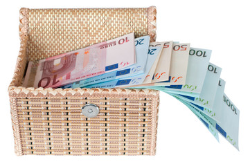 Euro money in a box .
