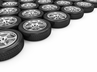 Car Wheels isolated on white background with place for your text