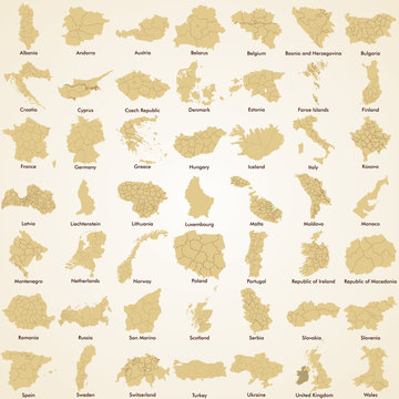 Maps of European Countries, pack of all countries europe