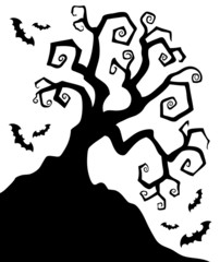 Spooky silhouette of Halloween tree