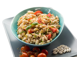 spelt risotto with beans and tomatoes