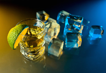 tequila , lime and ice.