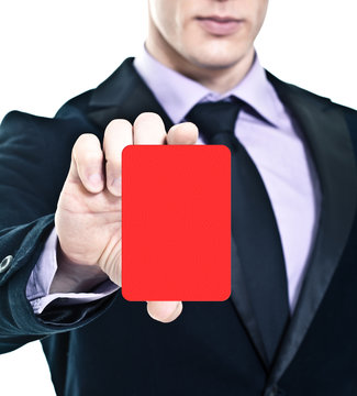 Geschäftsmann zeigt rote Karte