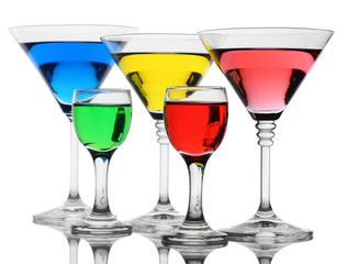 alcoholic cocktails isolated on white