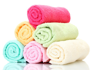 colorful towels isolated on white