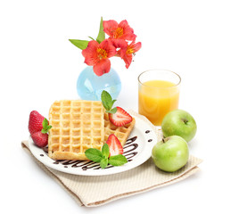 light breakfast isolated on white