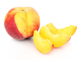 ripe peach isolated on white.