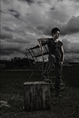 Dark stormy portrait sexy man