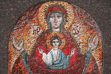 art mosaics icon of Virgin Mary and Jesus Christ