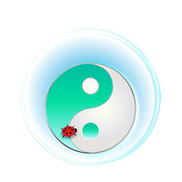 yin yang - zeichen mit marienkäfer