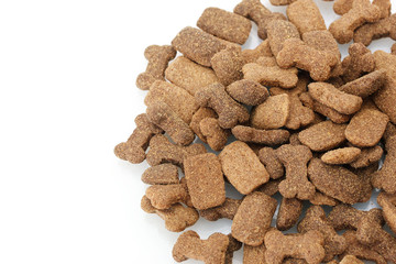 dry dog food isolated on white