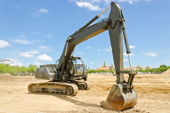 loader machine during earthmoving works outdoors