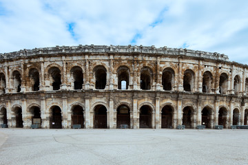 Fototapeta na wymiar Nimes Arenas, historic Roman amphitheater, Provence, France.