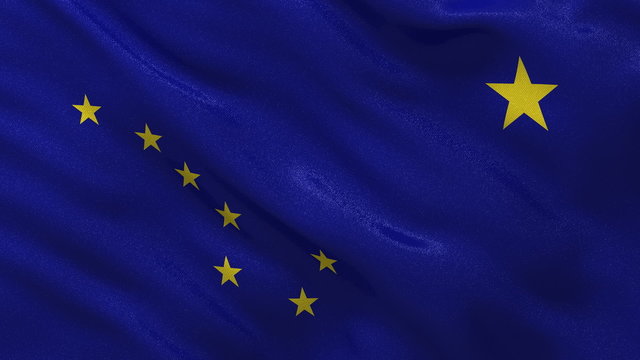Seamless loop of the flag of Alaska in the wind