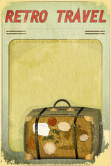 Retro Travel Postcard - Old Suitcase