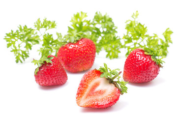 Fresh strawberry on a white background