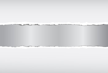 Broken paper with metallic effect, vector image