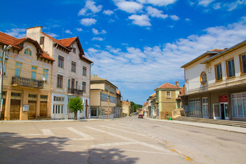 Empty central square of a little province town
