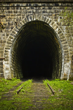 Fototapeta Entrance to an abandoned train tunnel