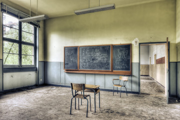 Abandoned classroom