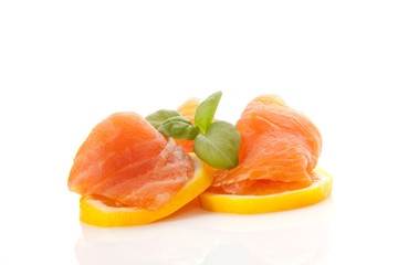 Salmon, lemon and herbs.