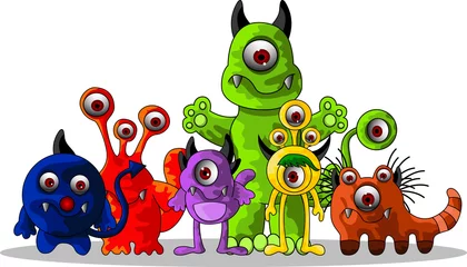 Photo sur Plexiglas Créatures dessin animé de monstres mignons