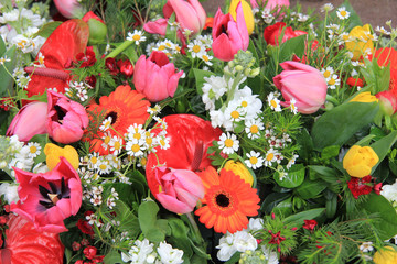 Flower arrangement in bright colors