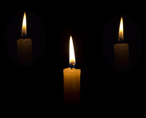 candle on a black background