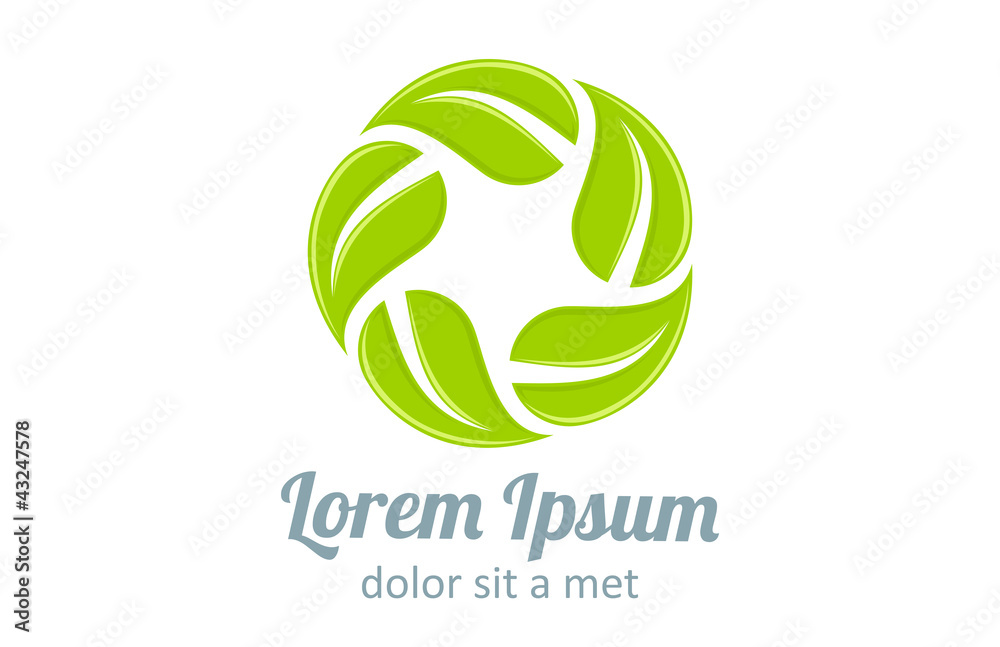Poster logo eco. infinite shape icon. green leaves loop. vector.