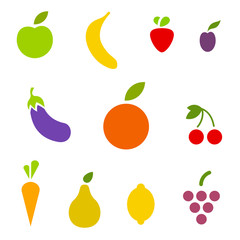 Fruit logo set. Fruits and vegetables icon collection.
