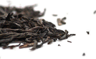 green tea on a white background, close-up