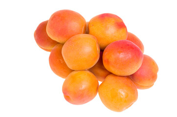 Fresh ripe apricots isolated on white