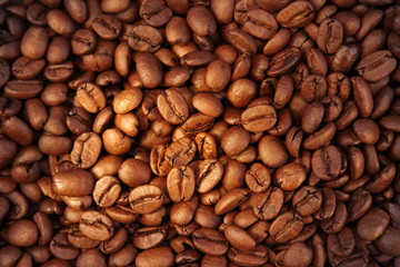 Roasted coffee beans closeup