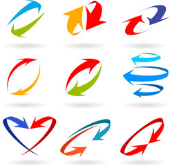 Colorful 3d vector arrows set