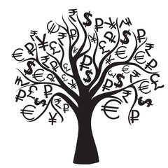 set of money trees isolated on White background. Vector