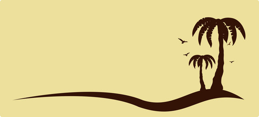 palm and bird background , vector image